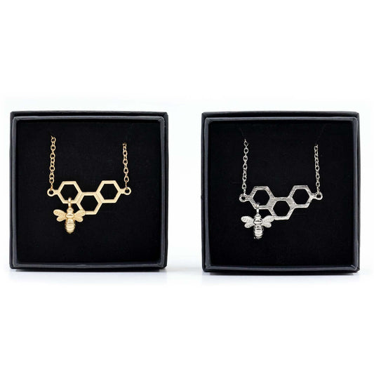 The Bee Works Honeycomb Necklace with Bee